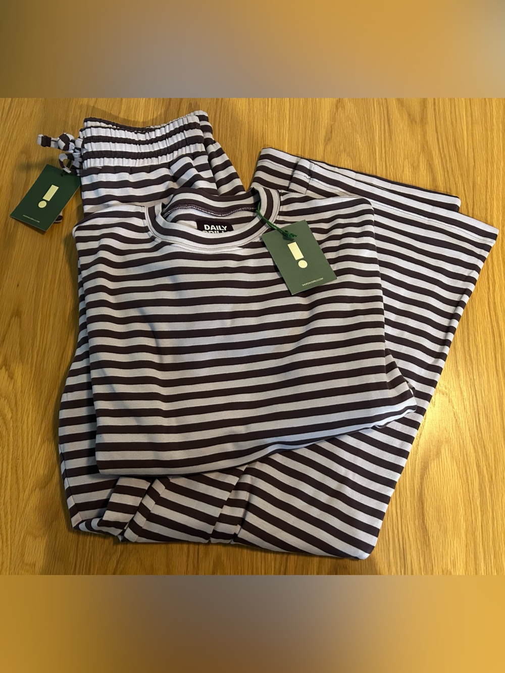 Daily Drills Striped Shirt & Pants Set - Wink + Plum Stripe Size M/L NWT